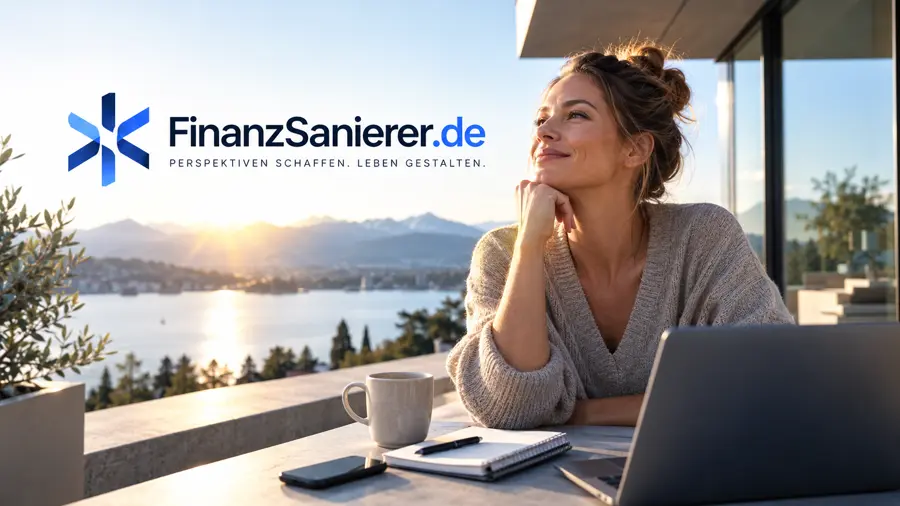 Privatperson an ihrem Arbeitsplatz mit Blick auf den See